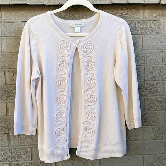 Christopher & Banks Y2K Cream Cardigan Sweater- L - Picture 1 of 6